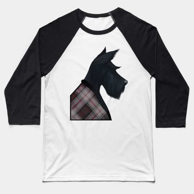 Tartan Scottish Terrier Baseball T-Shirt by JHeavenor